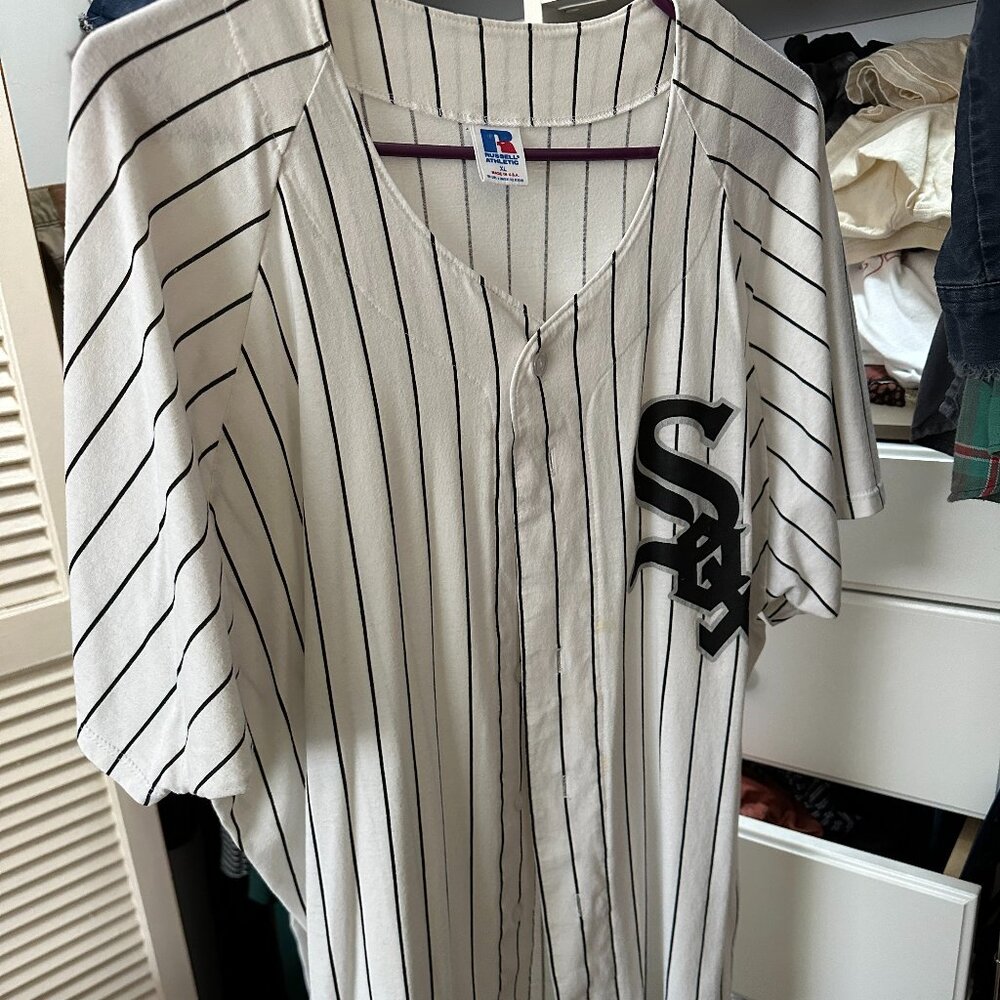 Russell Athletic Chicago White Sox VtG Button Up Pinstripe 90s Jersey Size XL